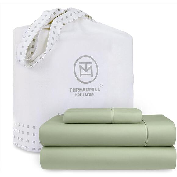 Threadmill 100% Cotton Twin Sheet Set 300TC Sateen Weave 3 Piece Soft - Picture 1 of 12